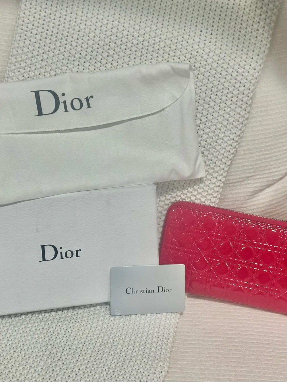 PRISTINE Christian Dior Lady Dior Wallet - Quilted Cannage Hot Pink (Full Set)